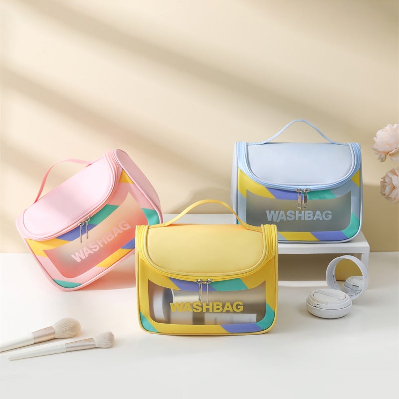 New Arc Wash Bag Waterproof Travel Portable Cosmetic Storage Bag Fashion Pvc Cosmetic Bag Curved Bag - Image 3